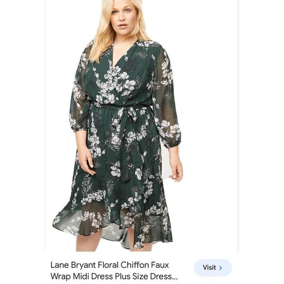 Lane Bryant Nwt Floral Chiffon Wrap Dress Ruffles Women’s Size 26 - Picture 5 of 7